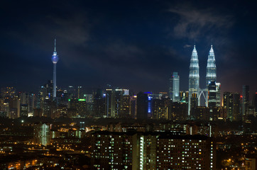 Fototapeta na wymiar Kuala Lumpur city skyline night scene