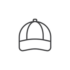 Baseball cap line icon, outline vector sign, linear style pictogram isolated on white. Symbol, logo illustration. Editable stroke