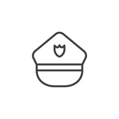 Police hat line icon, outline vector sign, linear style pictogram isolated on white. Symbol, logo illustration. Editable stroke