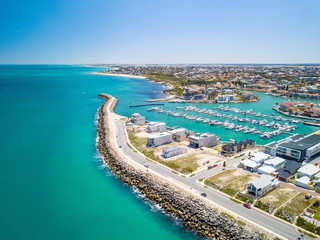 Aerial photograph of the marina and housing estate at Mindarie, north of Perth, Western Australia.