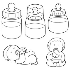 vector set of baby bottle