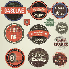 Set of vector car badges in retro style