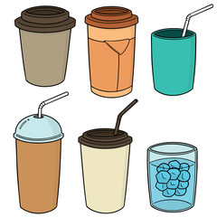 vector set of beverage cup