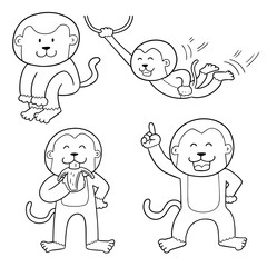 vector set of monkey