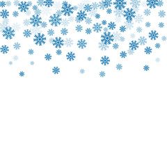 Christmas winter white background with Christmas falling snowflakes. Blue elegant snowfall Christmas background. Happy New Year card design for holiday, winter Xmas decoration Vector illustration