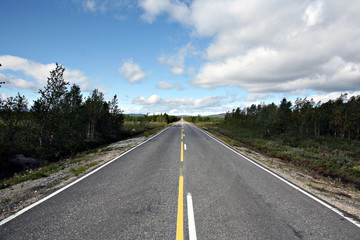 Road going south in Northern Finland