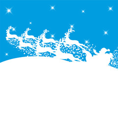 Fototapeta na wymiar Santa with reindeer on a blue background