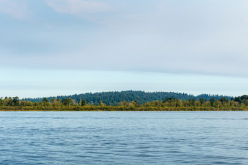 Blue lake and blue sky at day time.