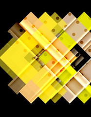 Colorful triangles and arrows on dark background