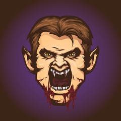 Vampire character. Angry vampire with open mouth. Vector illustration, eps 10.
