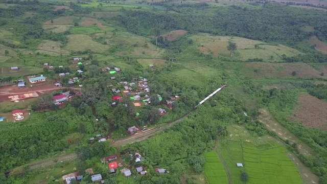 The famous viaduct Goteik between Pyin Oo Lwin and Hsipaw in Myanmar.It is the highest bridge in Myanmar.Aerial view from the drone 