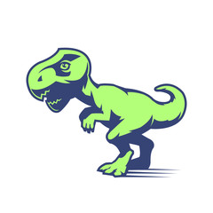 Naklejka premium Dinosaur cartoon style. Mascot of a sports team. Logo, sticker, print. Vector illustration.