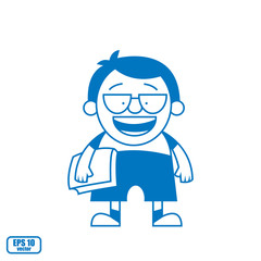 A schoolboy in glasses. Cartoon character for use in design. Vector illustration, eps 10.