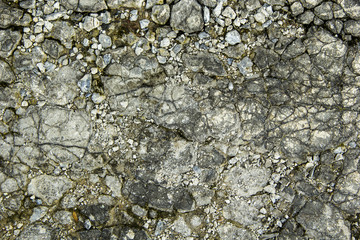 Background and Wallpaper or texture of broken cement road old with damage and crack.