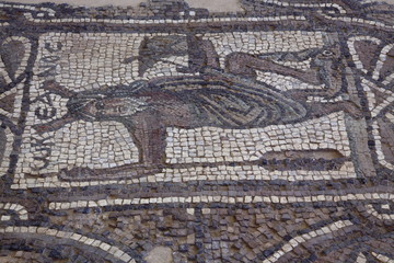 ペトラ遺跡のビザンチン教会の床のモザイク画