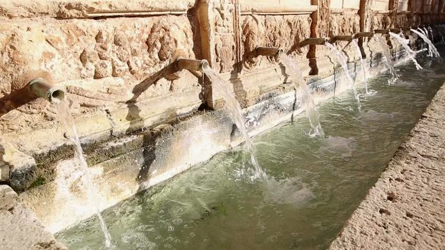 fuente veinte canos water fountain in Daroca city, province of Zaragoza, Spain