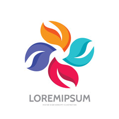 Abstract flower - vector logo template concept illustration. Four colored petals creative geometric sign. Cultural festival symbol. Teamwork icon. Design element. 