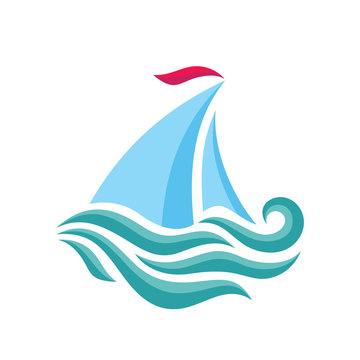 Sailboat - vector logo template concept illustration. Ship icon. Sea trip sign. Boat symbol. Design element