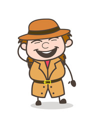 Joyful Face - Female Explorer Scientist Cartoon Vector