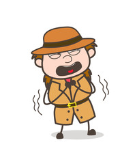 Screaming in Fear - Female Explorer Scientist Cartoon Vector