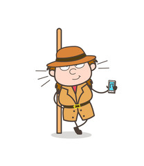 Music Player - Female Explorer Scientist Cartoon Vector