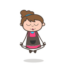 Yoga Pose - Beautician Girl Artist Cartoon Vector