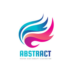 Abstract vector logo template concept illustration. Blue water waves and red fire flames. Nature energy design element.