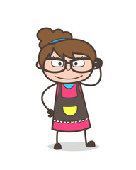 Fancy Big Eye Frame on Face - Beautician Girl Artist Cartoon Vector