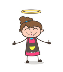 Happy Face with Halo - Beautician Girl Artist Cartoon Vector