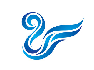 Obraz premium Blue waves water - vector logo illustration. Abstract smooth shapes. Wing stylized sign. Design elements. 