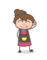 Shy and Smiling Face - Beautician Girl Artist Cartoon Vector