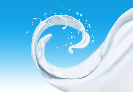 Splash milk 3d rendering