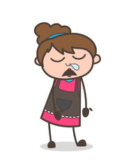 Sleepy Face - Beautician Girl Artist Cartoon Vector