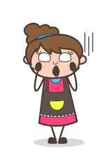 Screaming in Fear Face - Beautician Girl Artist Cartoon Vector