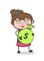 Holding a Bundle of Dollars - Beautician Girl Artist Cartoon Vector