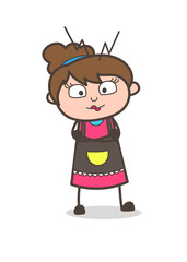 Slightly Smiling Face - Beautician Girl Artist Cartoon Vector