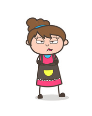 Unhappy Face Expression - Beautician Girl Artist Cartoon Vector
