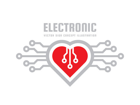 Red heart - vector logo template concept illustration. Abstract love creative sign. Modern medicine cardiology symbol. Electronic network structure. 
