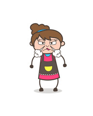 Angry Face with Steam from Nose - Beautician Girl Artist Cartoon Vector