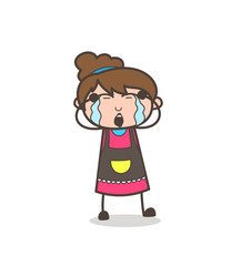 Crying Loudly Face - Beautician Girl Artist Cartoon Vector