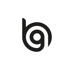 initial letter bg, gb, g inside b, linked line circle shape logo, monogram black color