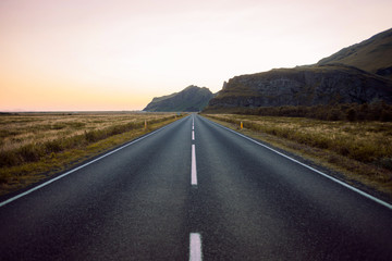 Ring road No.1 in Iceland. Evening