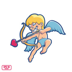 Fototapeta na wymiar Cupid with a bow. Cartoon character for use in design. Vector illustration, eps 10.