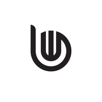 Initial letter bw, wb, w inside b, linked line circle shape logo, monogram black color