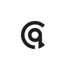 Initial letter cq, qc, q inside c, linked line circle shape logo, monogram black color