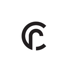 Initial letter cr, rc, r inside c, linked line circle shape logo, monogram black color