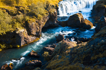Naklejka na ściany i meble Iceland, mountain river, beautiful scenery