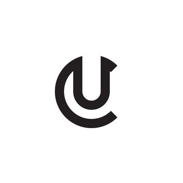 Initial letter cu, uc, u inside c, linked line circle shape logo, monogram black color