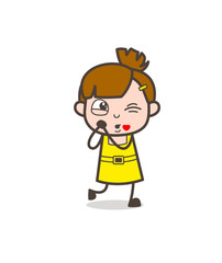Kid Feeling Very Lovely Expression - Cute Cartoon Girl Vector