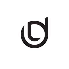 Initial letter dl, ld, l inside d, linked line circle shape logo, monogram black color